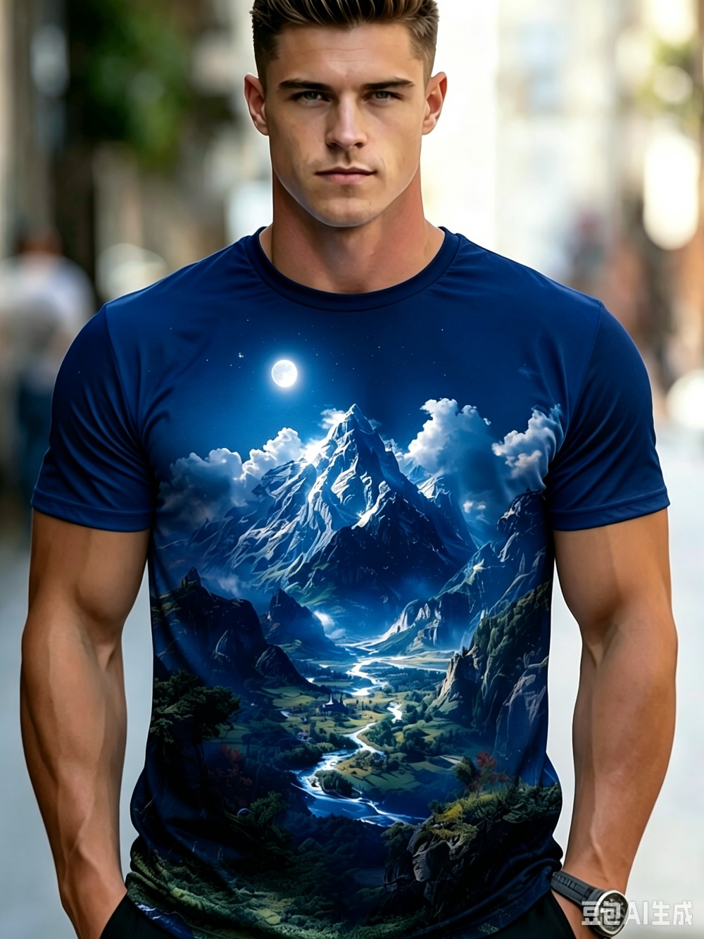 Men Mountain Scenery3D Print S - Street Fashion Y2K review and price